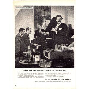 1952 Imperial Whiskey Vintage Print Ad Singer Record Player Piano 50s Wall Art